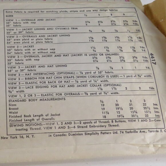 Simplicity Clothing Pattern 4417 (complete) Toddler Clothes size 1 - Picture 4 of 7